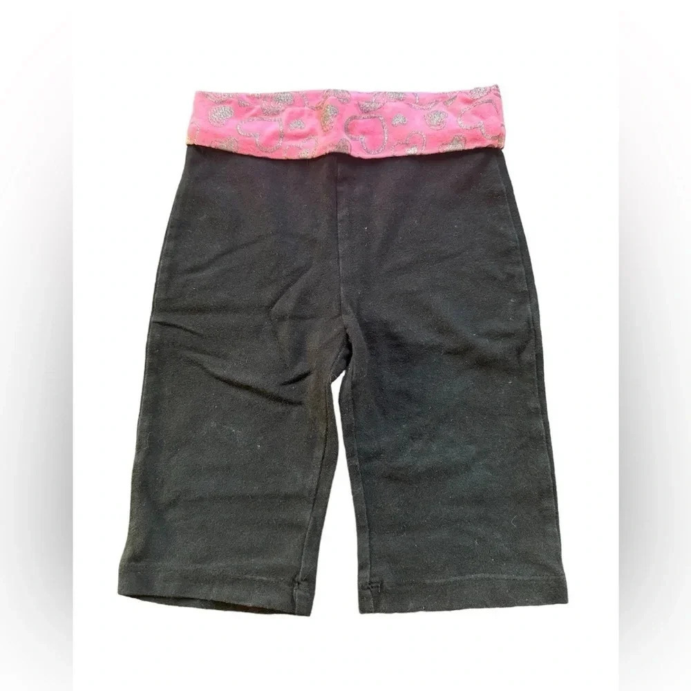 Jumping Beans Black and Pink Band with Hearts Casual Pull on Pants Size 24 Month